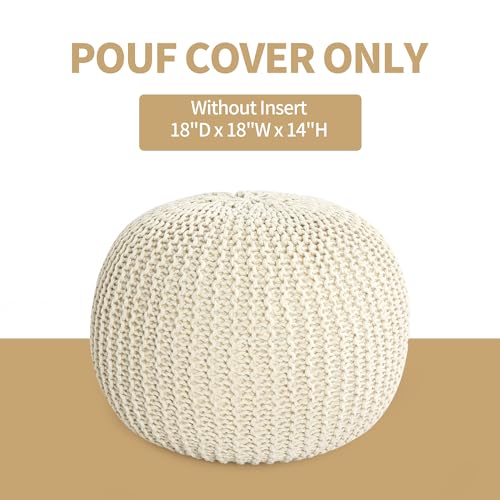 Navy Blue 100% Cotton Handmade Knitted Ottoman Pouf Cover H712