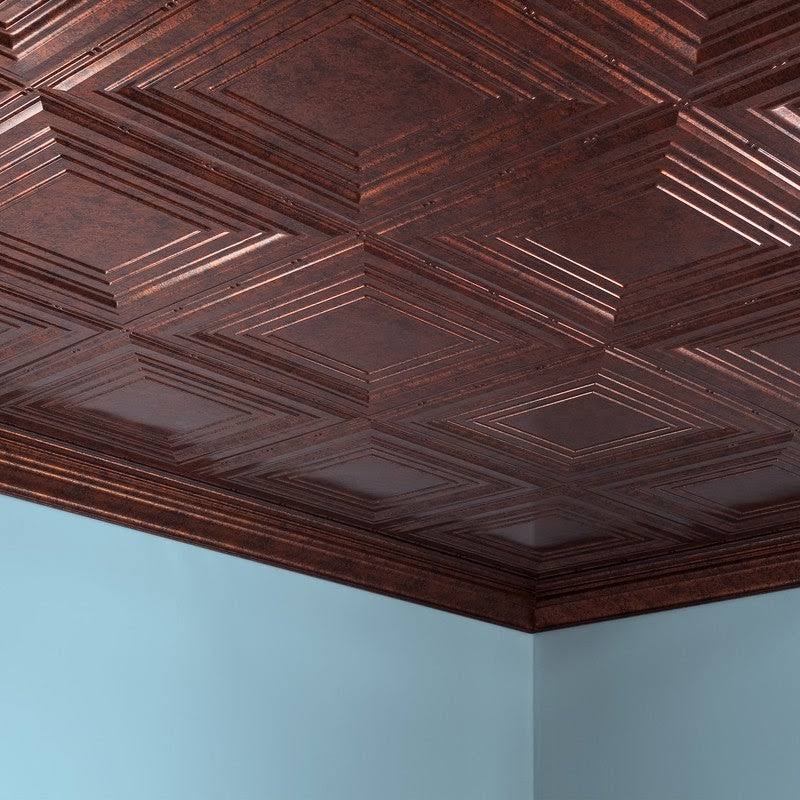 Moonstone Copper Decorative Vinyl Glue Up Ceiling Tile (5 Pack) I469619