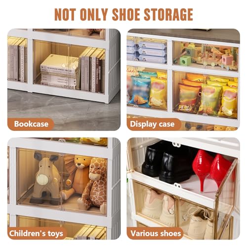 Clear Plastic 9-Tier Stackable Shoes Storage Box with Lids and Door O819927