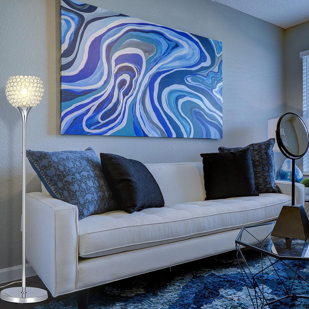 Crystal 1-Light Chrome Finish Floor Lamp with LED Bulb X820374