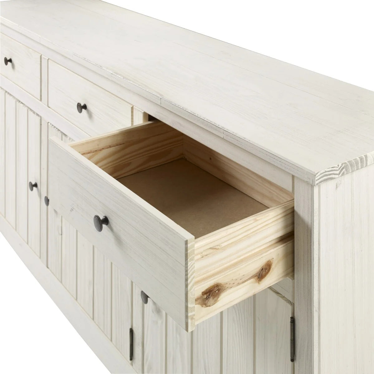 White Distressed Wood Buffet Sideboard S584