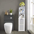 White Free-Standing Bathroom Storage Cabinet with Single Door and 3-Layer Shelves P9804