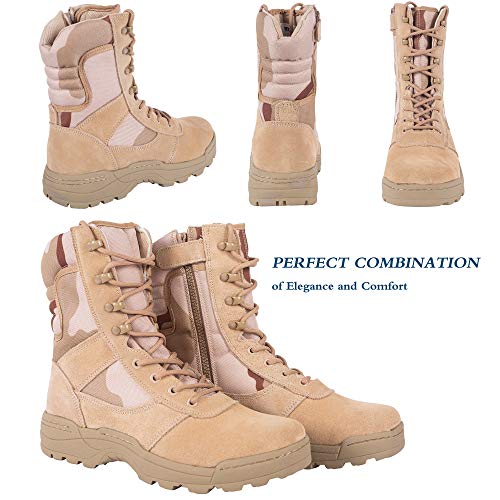 Men's Military Tactical Work Boots Side Zipper Army Combat Boots Y49324
