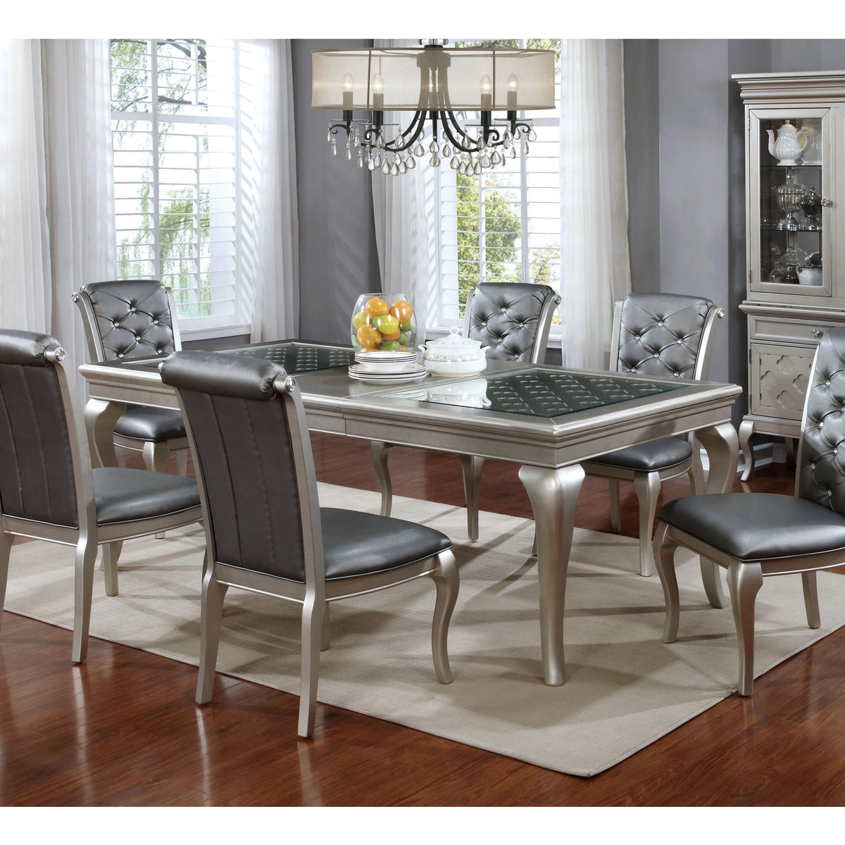 66-inch Glass Top Wood Dining Table R277052