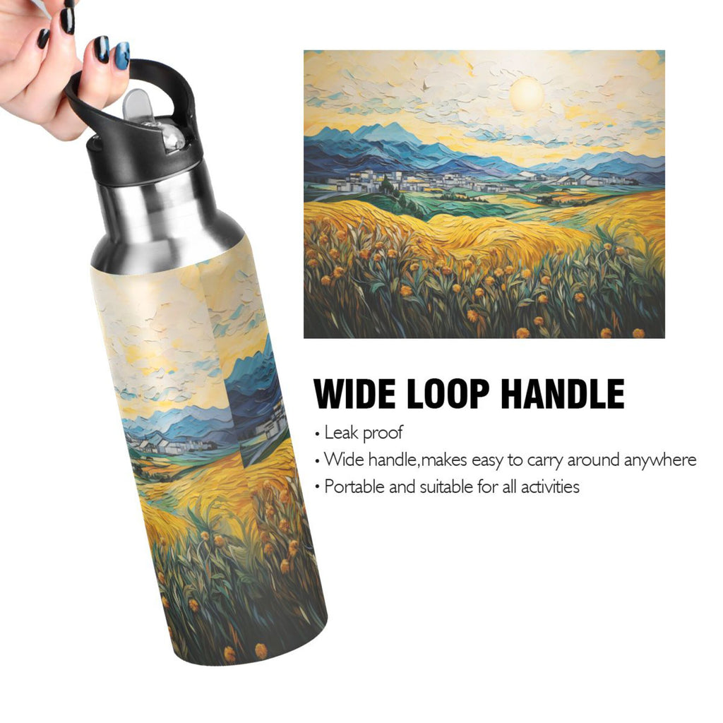 20 oz Insulated Stainless Steel Water Bottle with Straw Lid Q51447