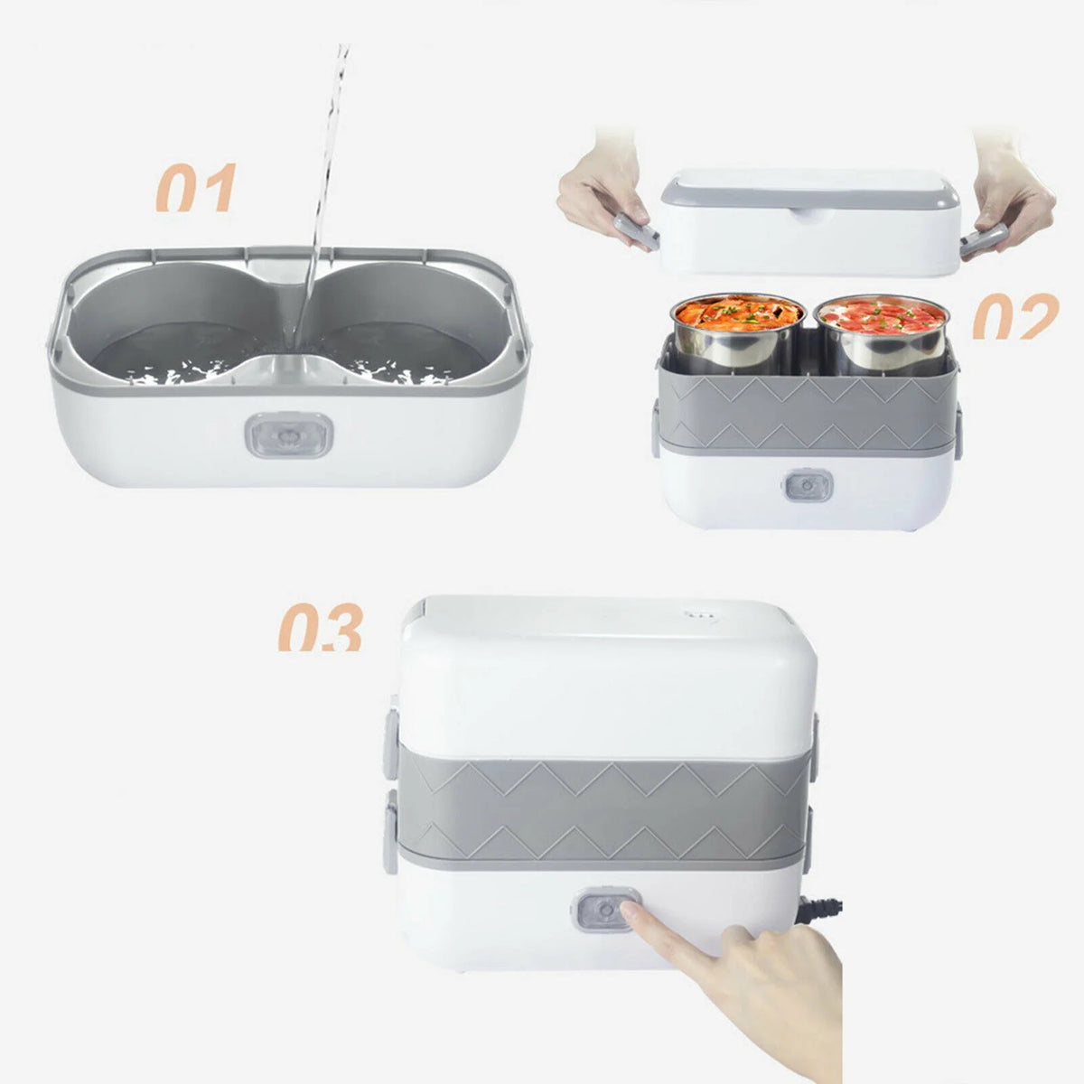 Portable Electric Lunch Box Food Heater Steamer Rice Cooker Q6297