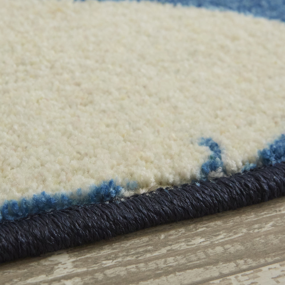 Navy Blue & Orange Precision Printed Area Rug Z88270