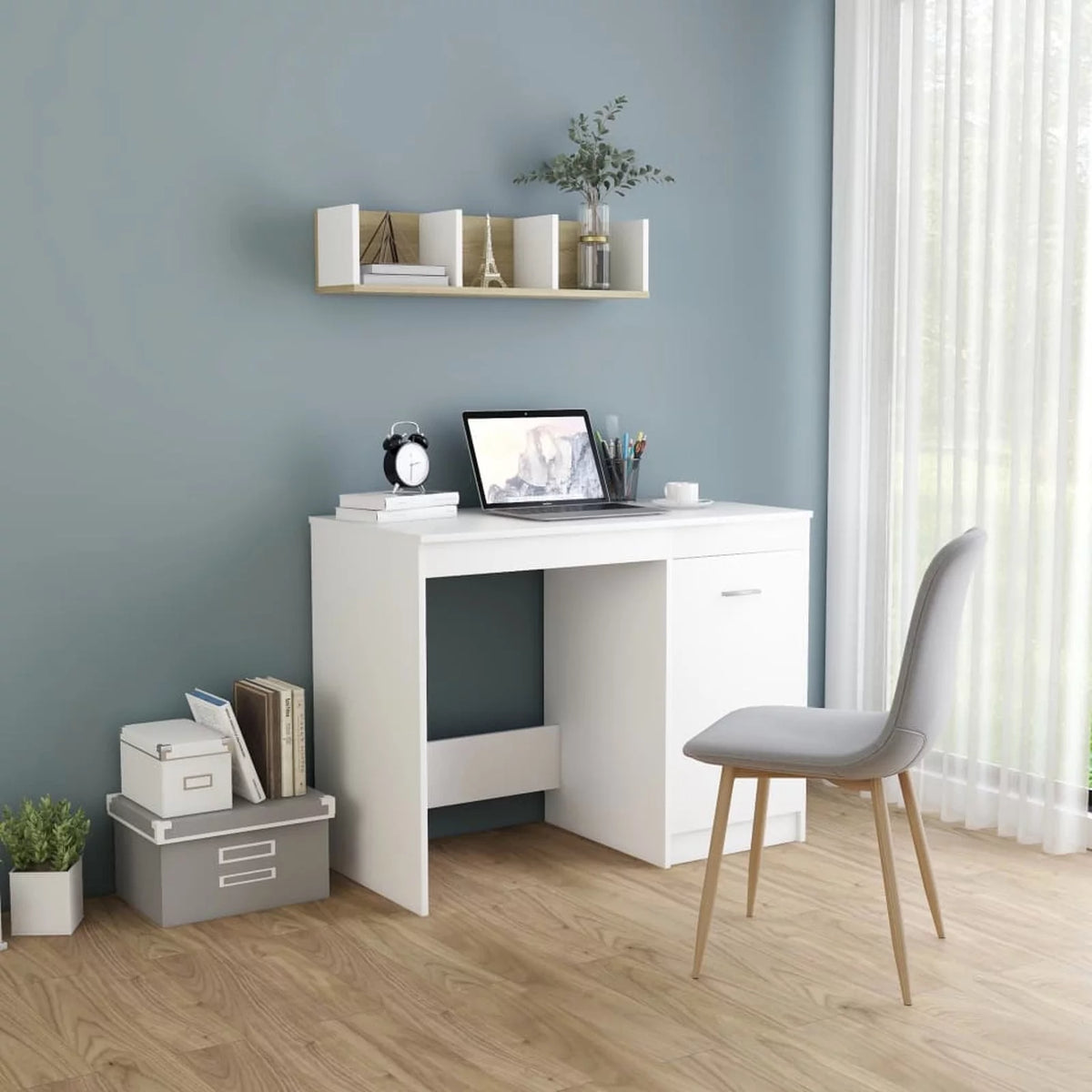 White Computer Desk with Storage Cabinet N16601