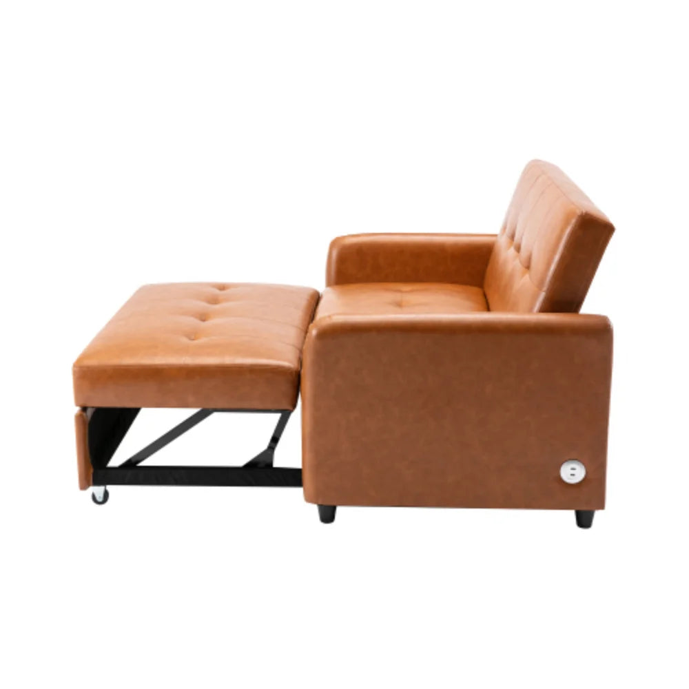 51" Convertible Sleeper Bed, Adjustable Oversized Armchair with Dual USB Ports S40146
