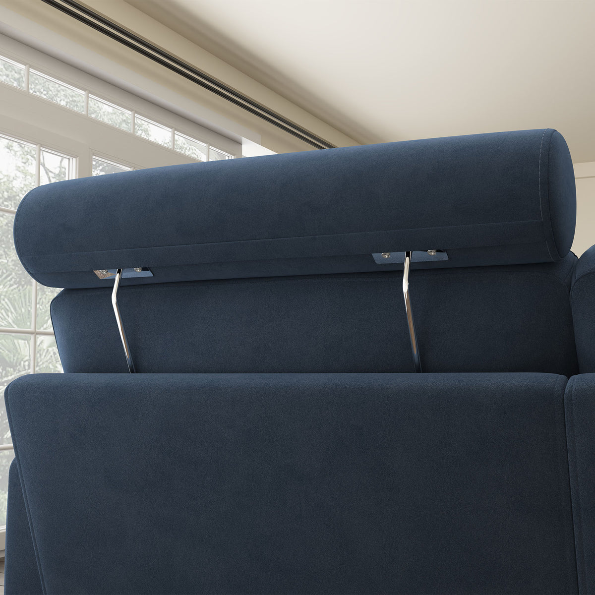Dark Navy Blue Velvet L-Shaped Sectional Sofa with Storage Chaise S2256
