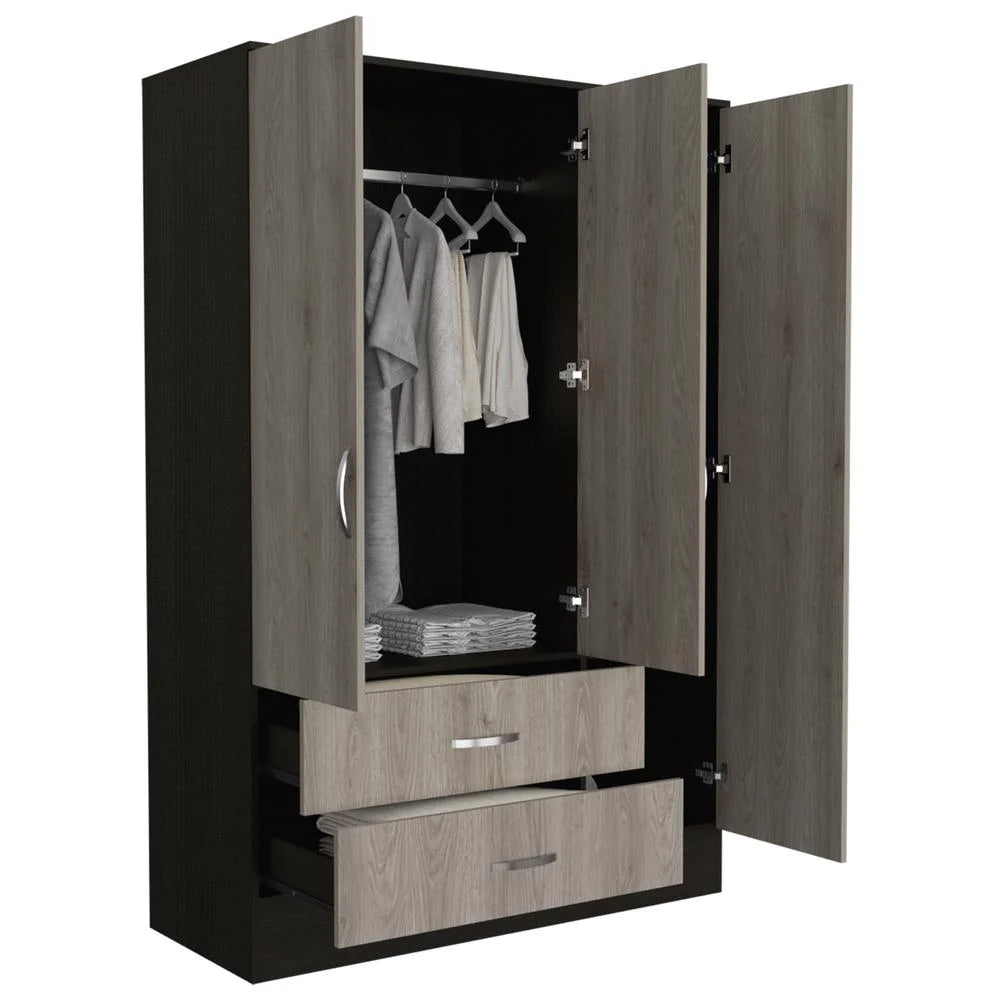 Black Light Gray Mirrored Armoire O8235