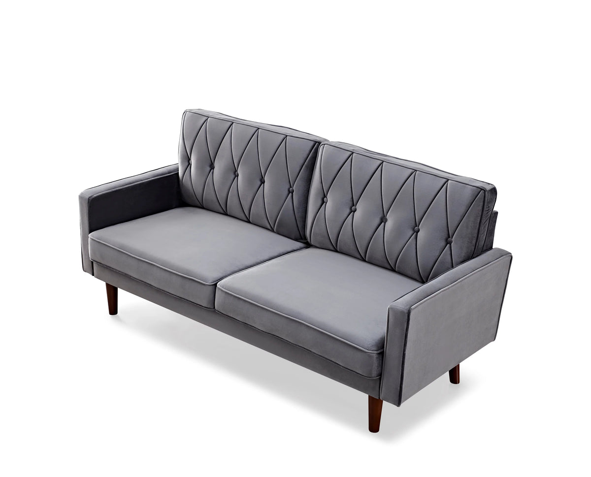 Grey Velvet Square Arm Sofa J507588