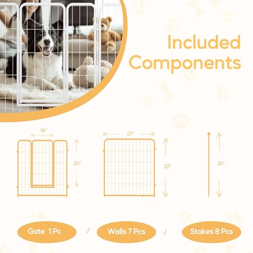 32 Inch 8 Panels Heavy Duty Metal Dog Playpen T57154