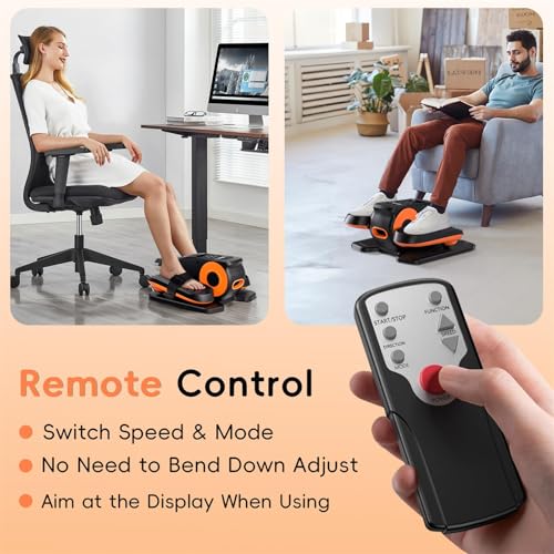 Under Desk Elliptical Machine, Quiet Portable Mini Electric Seated Pedal Exerciser, 12 Adjustable Speeds F6611