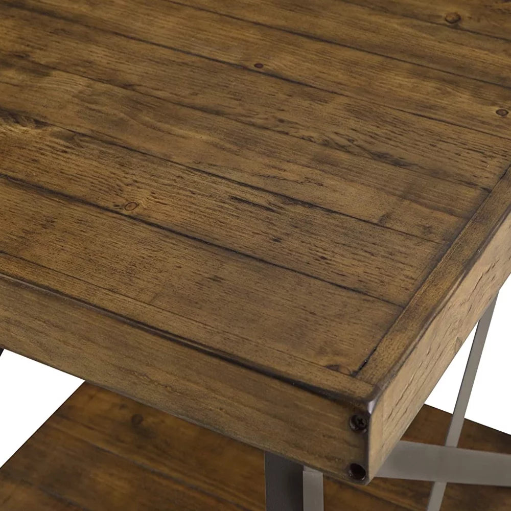 Wood Square Side End Table with Storage Shelf D9512