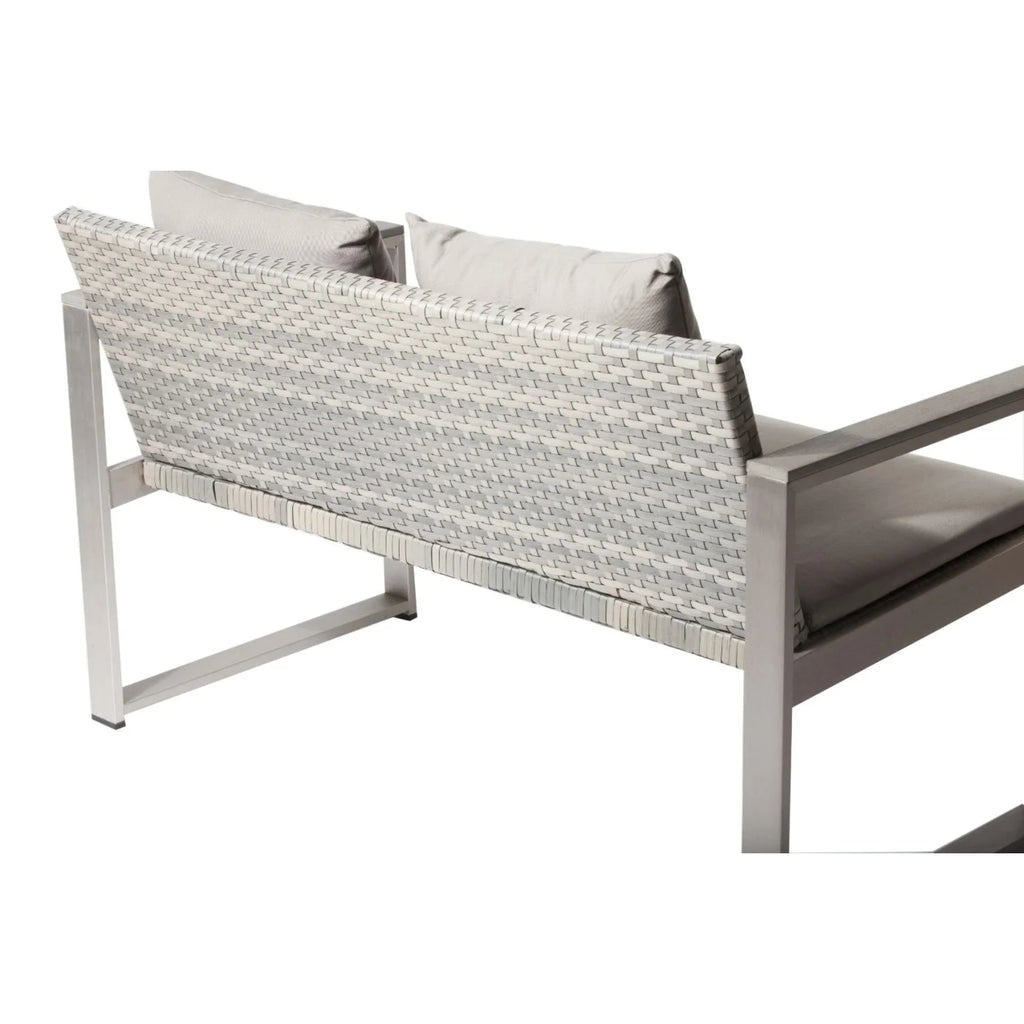 Anodized Aluminum Upholstered Cushioned Sofa with Rattan M111527