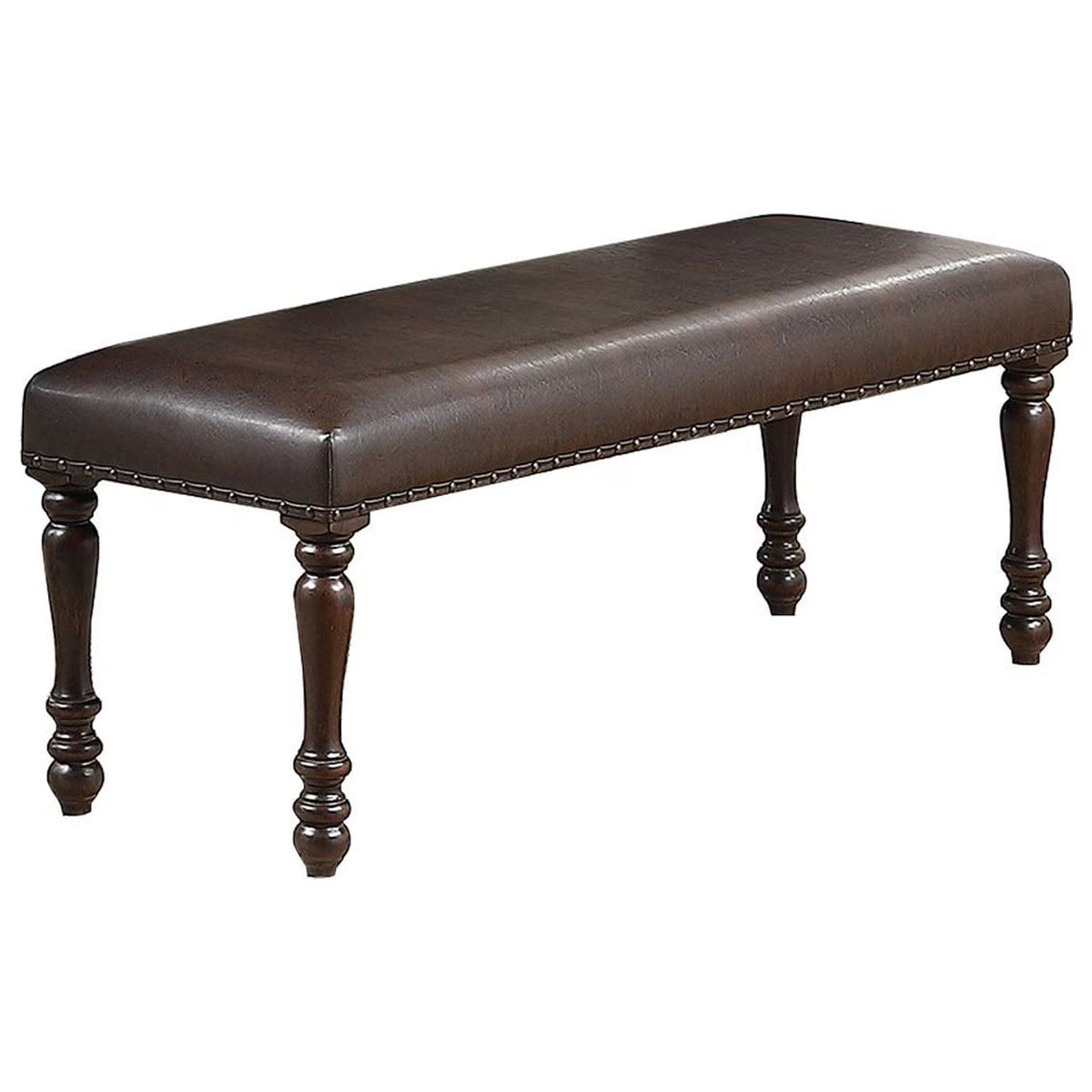 Cherry Finish Faux Leather Bench D373276