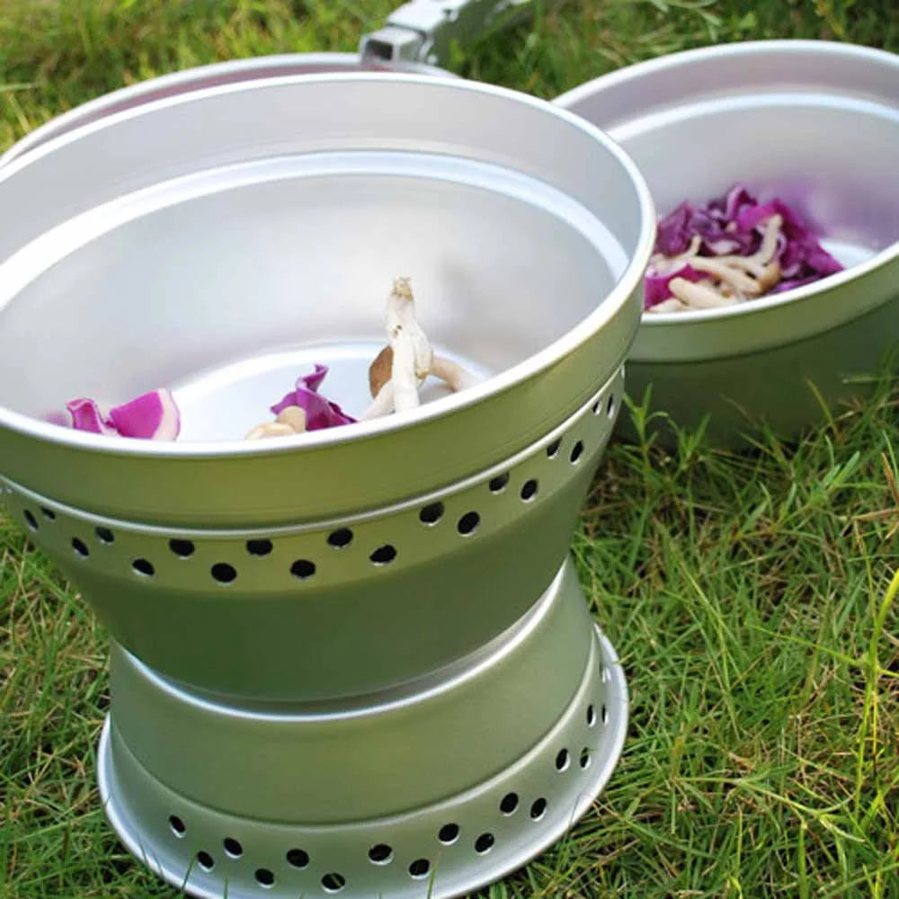 Portable Camping Cookware Mess Kit with Stand Pot Pan Cooking Set B375