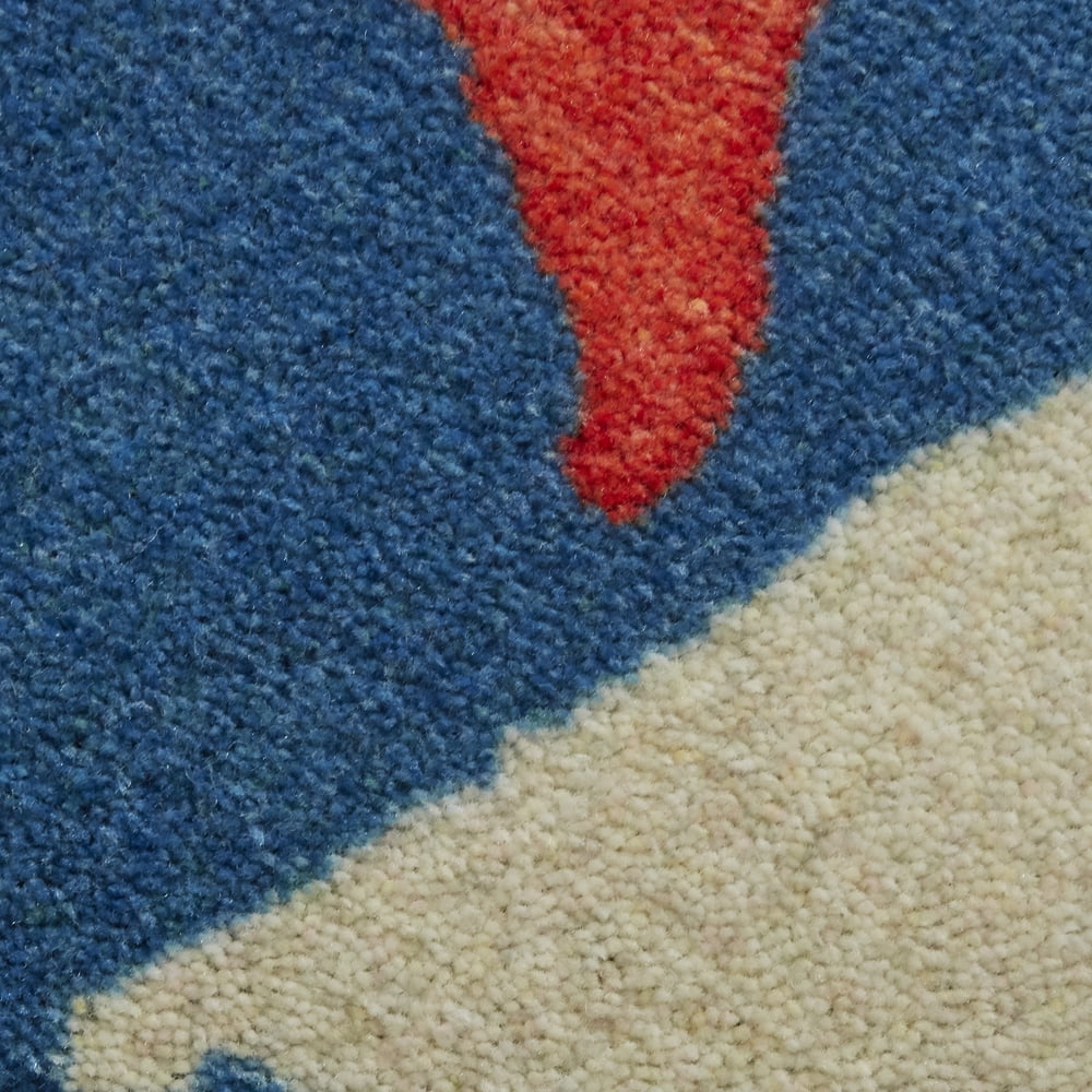 Navy Blue & Orange Precision Printed Area Rug Z88270