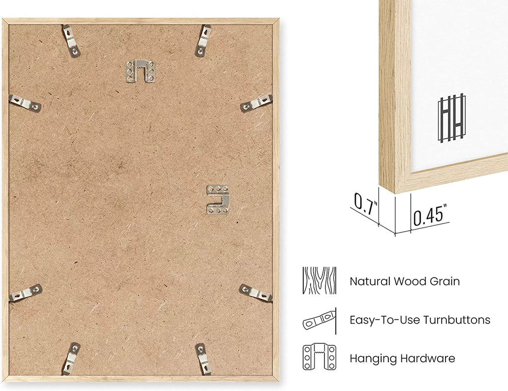 Beige Oak Wood 12x16 Picture Frame Set of 4 D3532