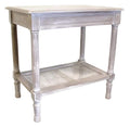 Vintage Grey Side Table with Rattan Shelf U9622