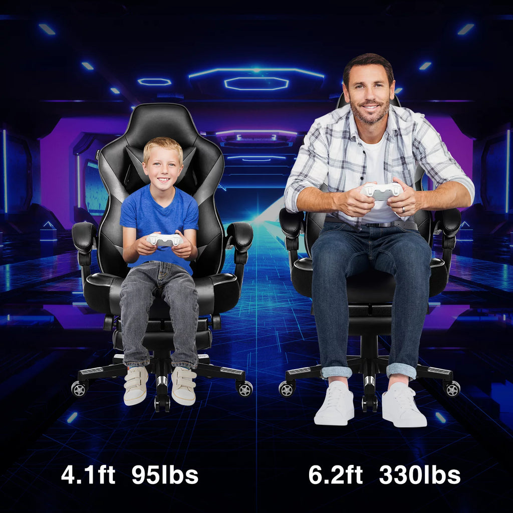 Gray Gaming Chair with Footrest P254068