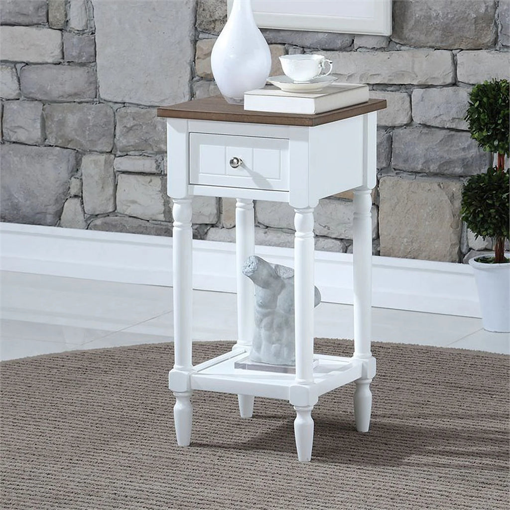 White One-Drawer Wood End Table Set of 2 O453418