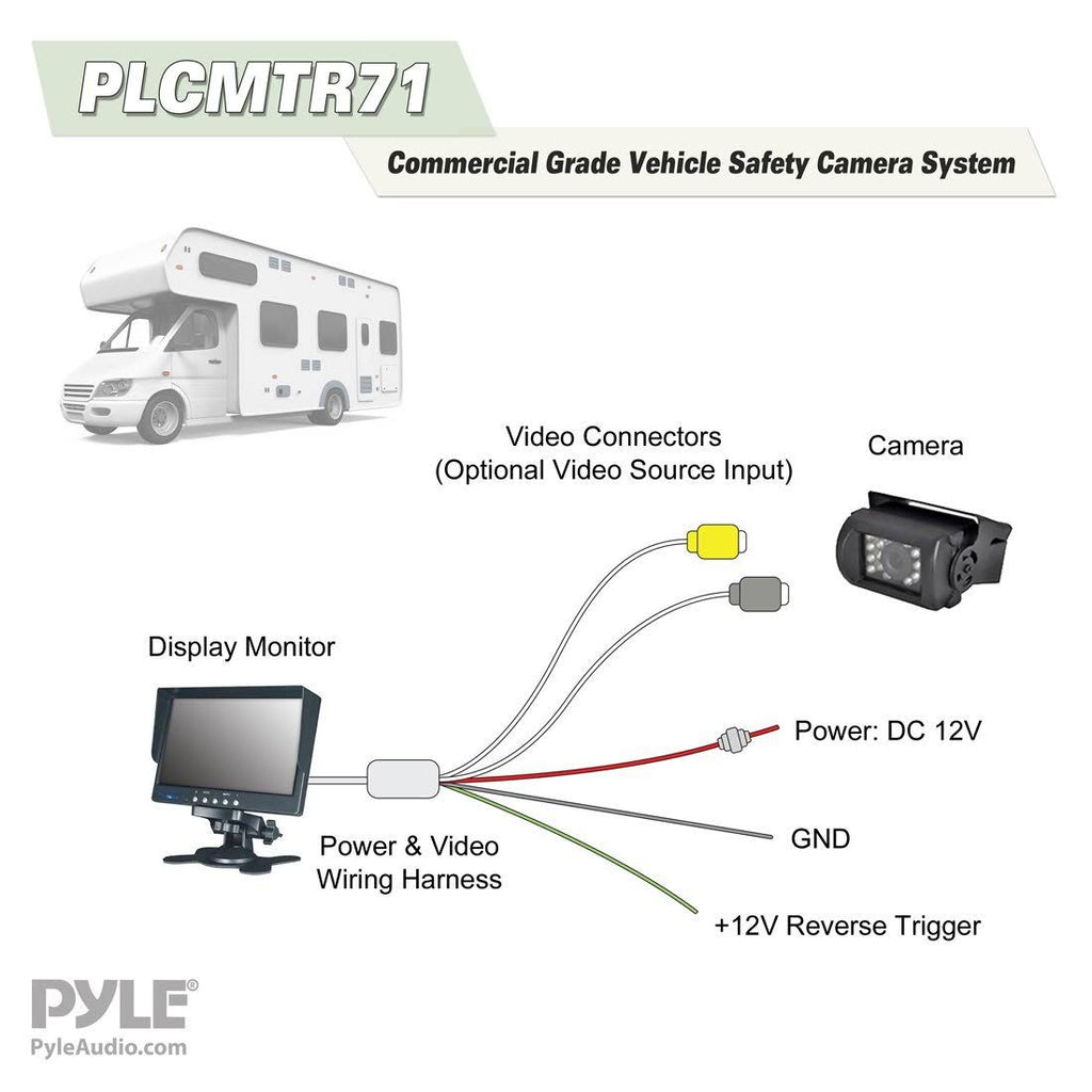 Weatherproof Rearview Backup Camera System Kit with 7 LCD Color Monitor G8523