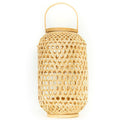Rattan Candle Lantern with Glass Shade, 15.5 inch H x 9.5 inch W A35896