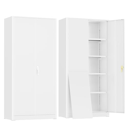 72" H Black Metal Storage Cabinet with 2 Doors and 4 Adjustable Shelves S872