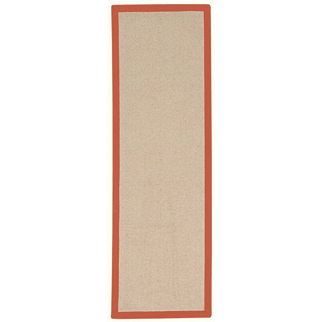Machine Tufted Wool 2'6"x8' Rug in Natural and Burnt Orange P724