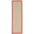 Machine Tufted Wool 2'6"x8' Rug in Natural and Burnt Orange P724
