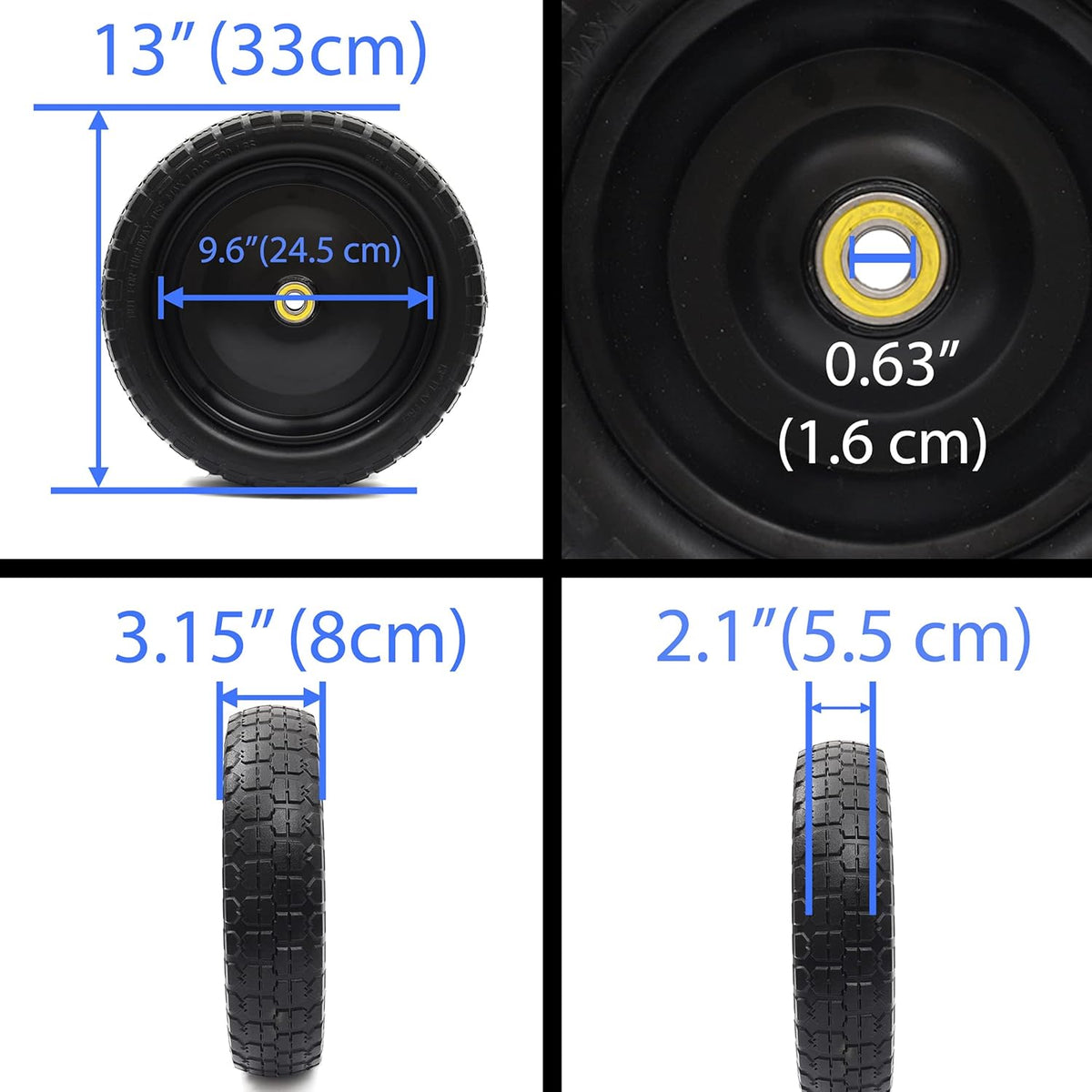 13'' Solid Polyurethane Flat-Free Tire and Wheel Assemblies Z2080