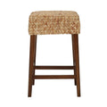Walnut Finish Backless Counter Stool with Woven Seat W37455