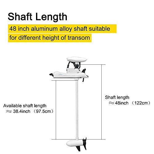 White 12V 55LBS 48 inch Bow Mount Trolling Motor with Remote Control and Quick Release Bracket O228