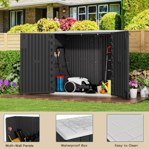 57 Cu.ft Brown Outdoor Vertical Storage Shed A1266