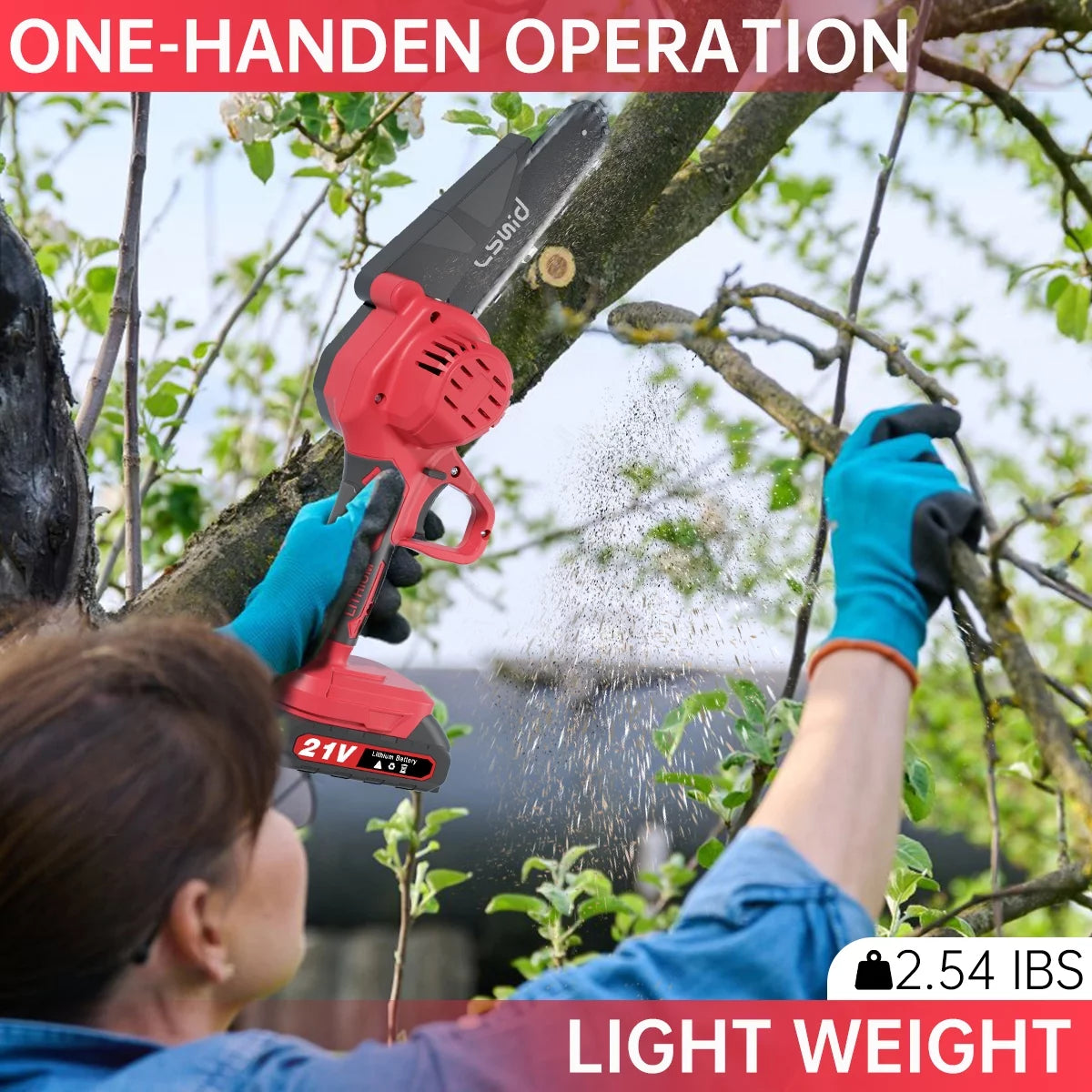 Cordless Mini Chainsaw with 2 Batteries 2 Chains C7704