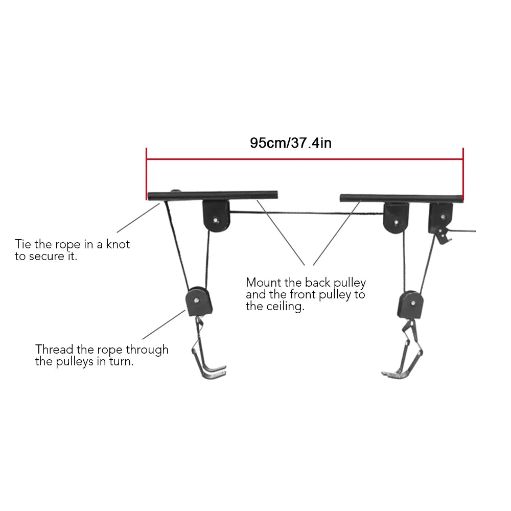 Bike Lift Pulley System Overhead Bike Rack with 60kg Bearing Y5622