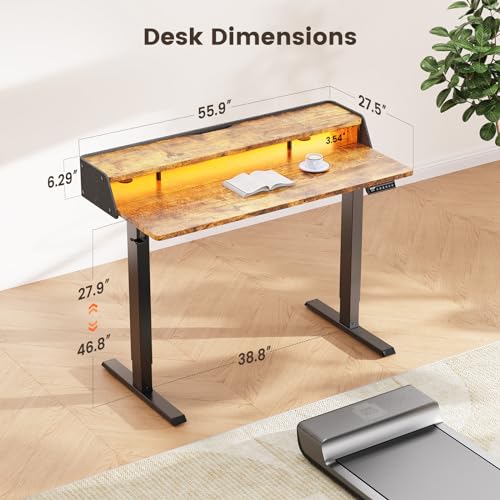 White Electric Height Adjustable Standing Desk with Storage Shelves L910