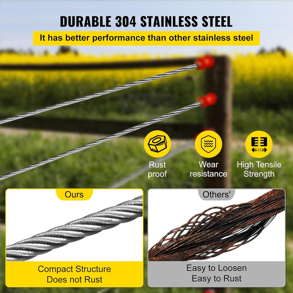 304 Stainless Steel Cable 1/4 Inch 7 X 19 Wire Rope 200Feet H379886