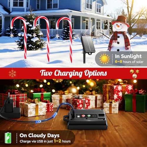 12 Pack Solar Candy Cane Lights with 10 Modes and 72 LED M6460