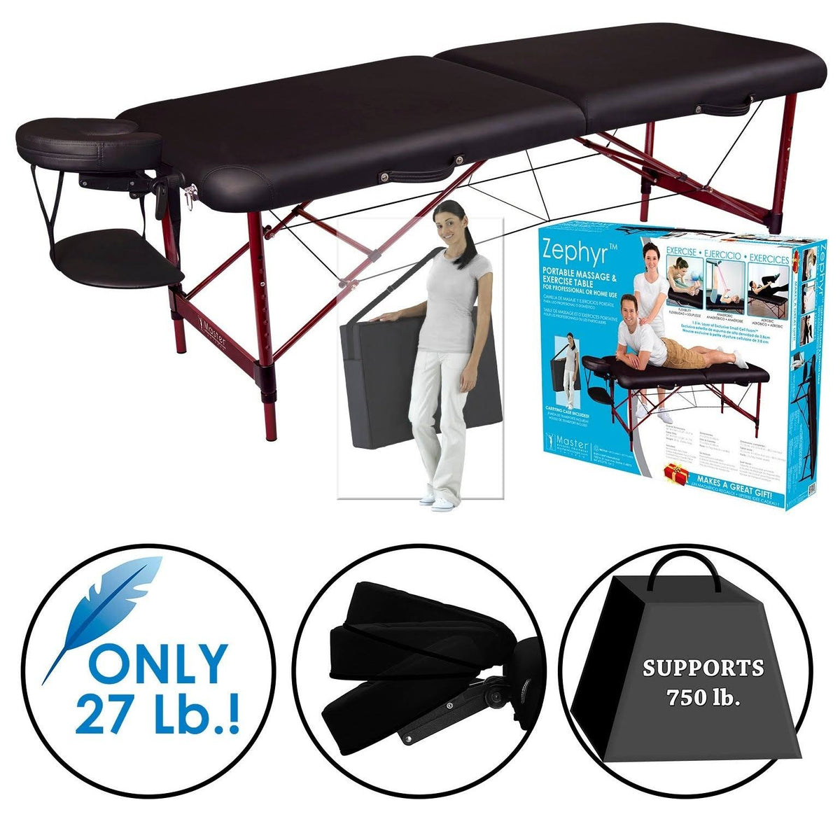 Black Lightweight Portable Table Package Q16928