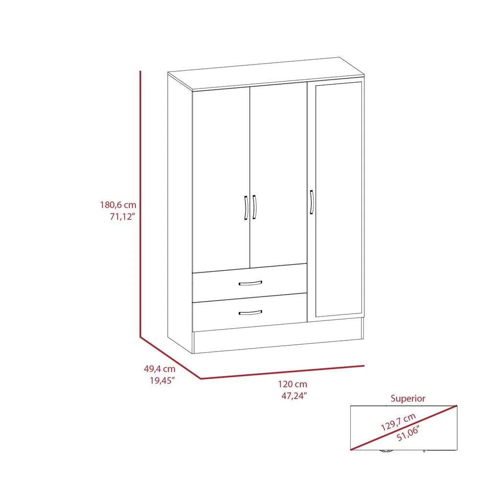 Black Light Gray Mirrored Armoire O8235