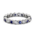 14K White Gold Diamond Blue Sapphire Eternity Band H9317