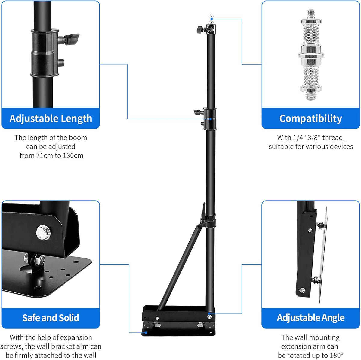 Black 5.9 Feet Camera Wall Mount J346823