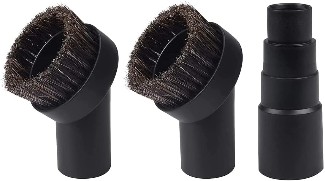 2 Pieces 25mm Horse Hair Vacuum Attachment with Universal Connector, Round Dust Brush, Hose Adapter Y973