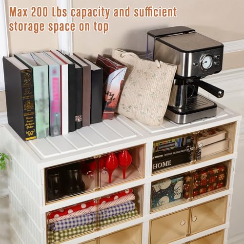 Clear Plastic 9-Tier Stackable Shoes Storage Box with Lids and Door O819927