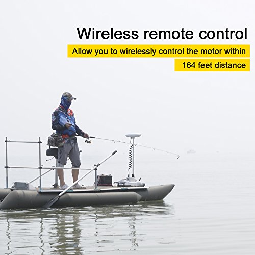 White 12V 55LBS 48 inch Bow Mount Trolling Motor with Remote Control and Quick Release Bracket O228