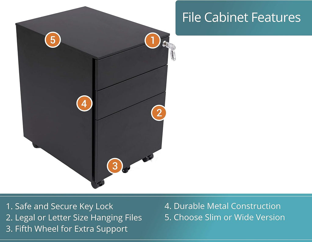 3 Drawer Lockable Rolling File Cabinet R411810