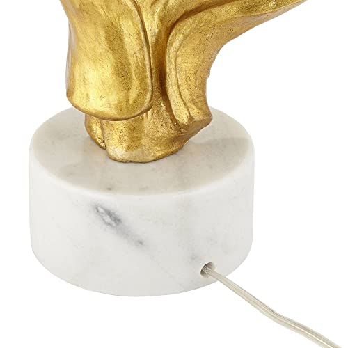 31" Tall Gold Leaf White Fabric Drum Shade Table Lamp Z856